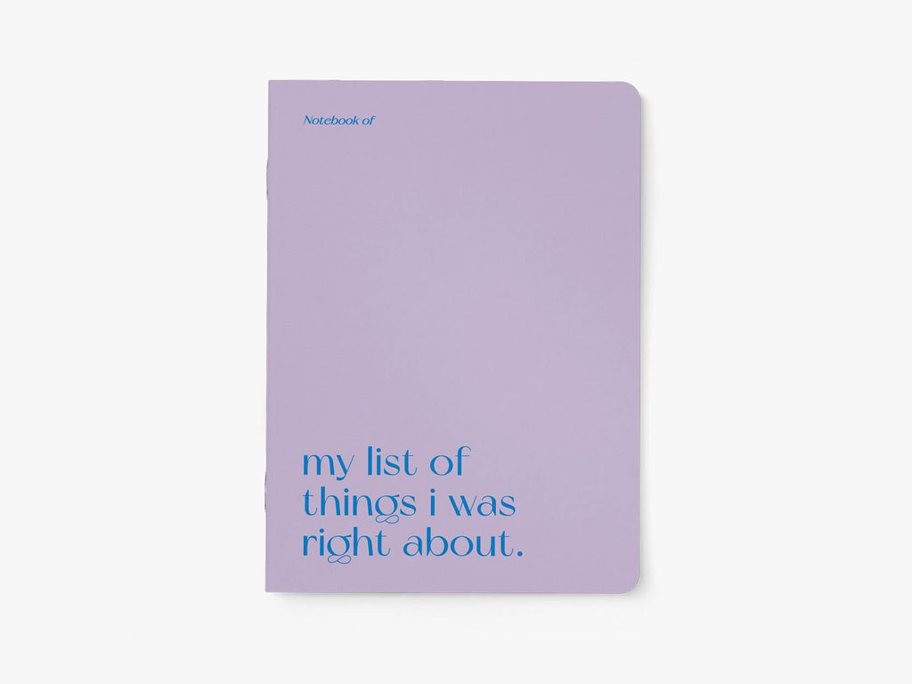 My list of things I was right about -vihko (A5, tyhjä)