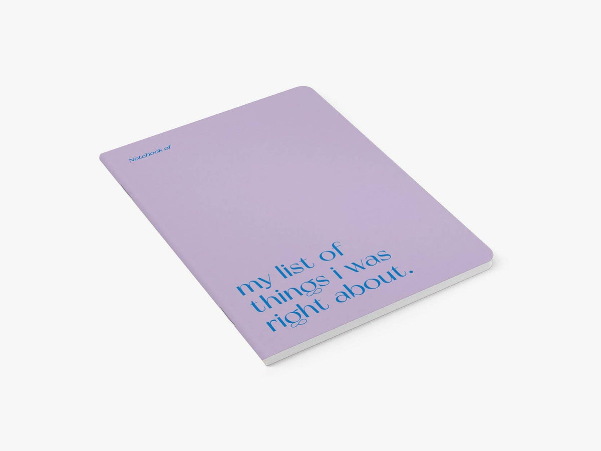 My list of things I was right about -vihko (A5, tyhjä)