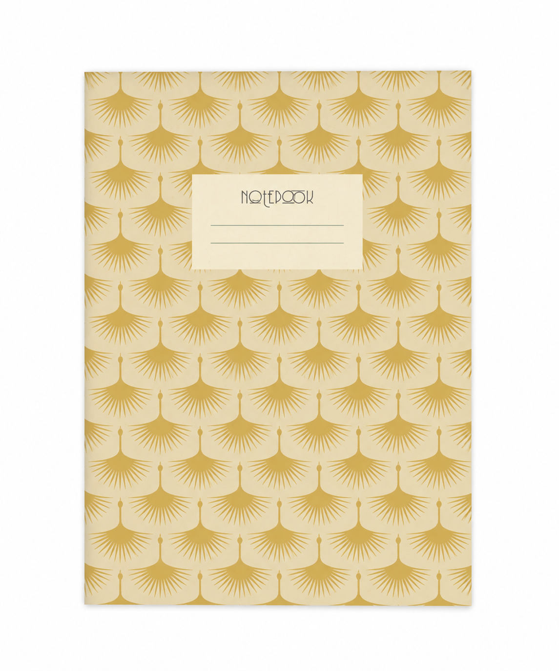 Keltainen Art deco -vihko (A5, ruudullinen)