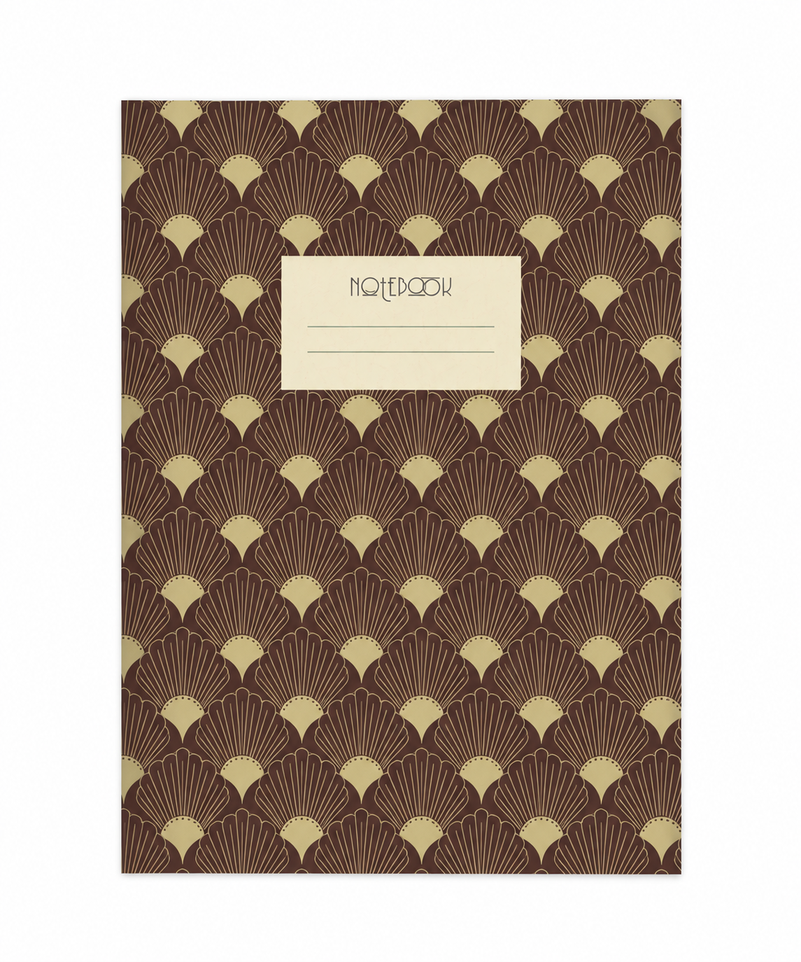 Ruskea Art deco -vihko (A5, ruudullinen)