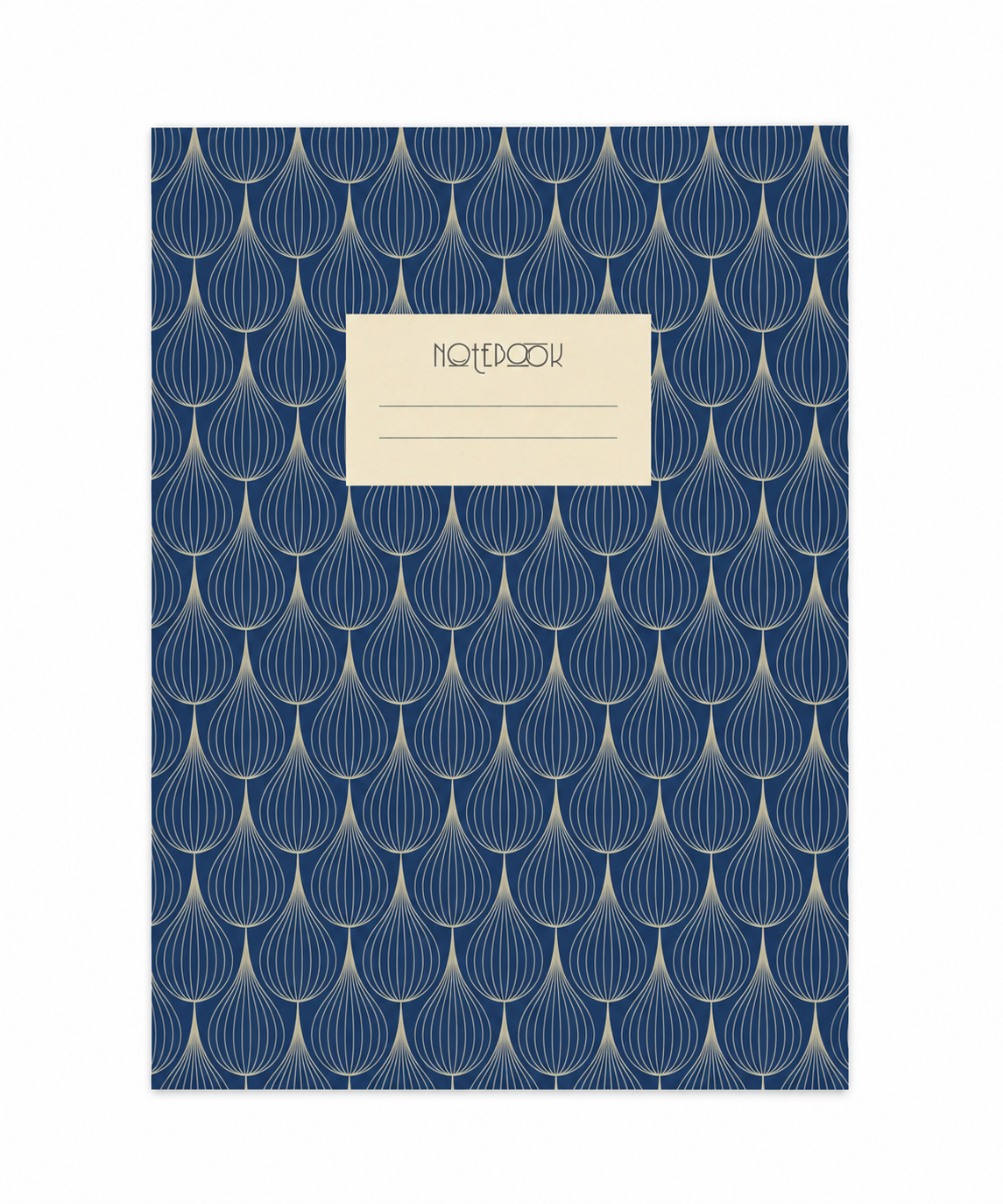 Sininen Art deco -vihko (A5, ruudullinen)