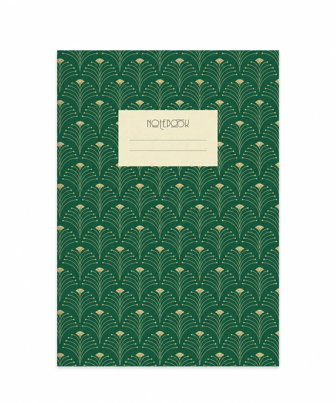 Vihreä Art deco -vihko (A5, ruudullinen)