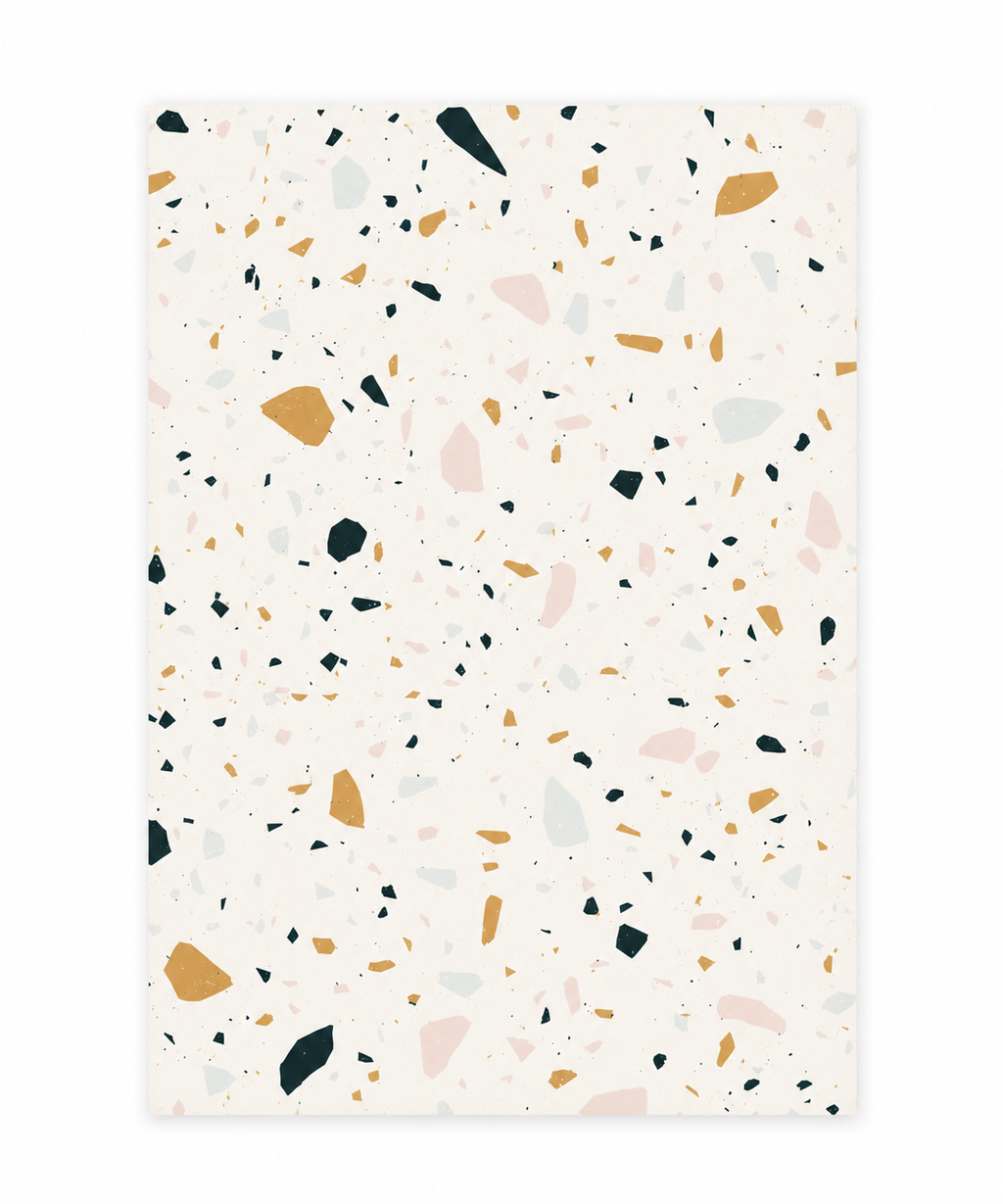Terrazzo-vihko (valkoinen, A5, ruudullinen)